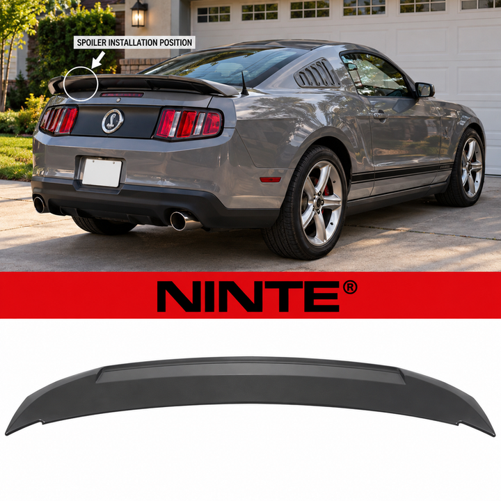 NINTE Rear Trunk Spoiler Wing Fit for Ford Mustang Shelby GT500 2010-2014 Primer Black ABS Plastic GT Style