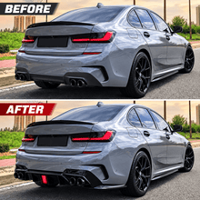 NINTE Rear Bumper Diffuser Splitter Fit for 2019-2022 BMW 3 Series G20 G21 G28 M Sport Painted Gloss Black One Piece Sport Style with Red LED Brake Light