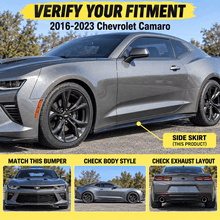 NINTE Side Rocker Panel Extension Kit Fit for Chevrolet Camaro RS SS LT LS 2016-2023 Black ZL1 Style 2-Piece Left and Right Set - NINTE