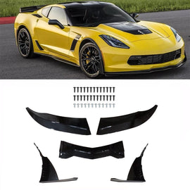 NINTE For 2014 - 2020 Corvette C7 Z06 Stage 3 Front Lip Splitter + Side Winglets Gloss Black - NINTE