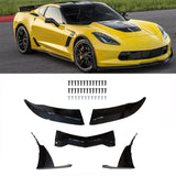 NINTE For 2014-2019 Corvette C7 Z06 Stage 3 Front Lip Splitter + Side Winglets Gloss Black