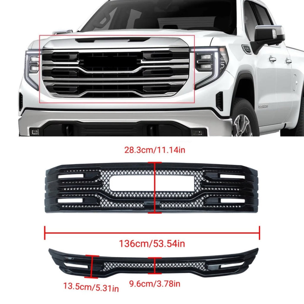 NINTE For 2022-2024 GMC Sierra 1500 AT4 SLT Grille Cover ABS Mesh Style