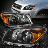 NINTE Headlight For 2009-2012 Toyota RAV4 Black Housing Amber Corner Projector Head Lamps