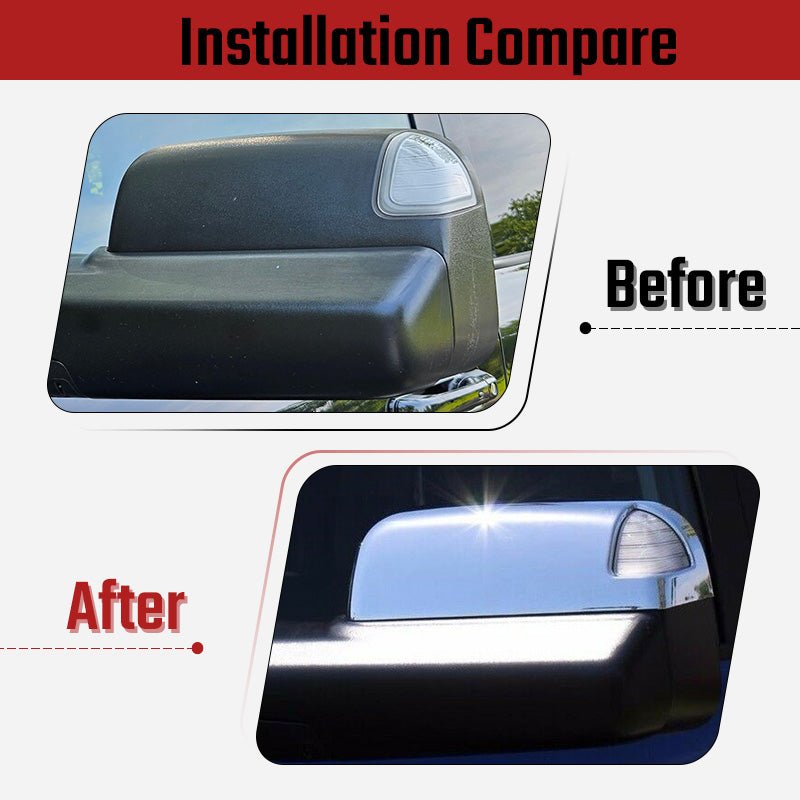 NINTE Mirror Cap For 2008 - 2022 Dodge Ram 1500 Tradesman 2500 3500 Top Half Chrome with Turning Signal - NINTE