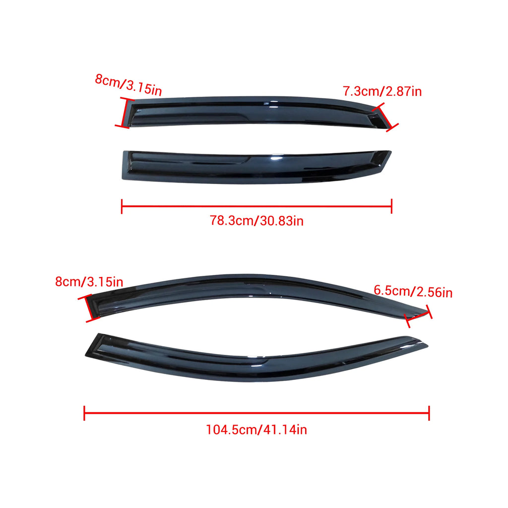 NINTE In-Channel Window Visor Rain Guard Deflector Fit For Honda Civic Hatchback 2016-2021 UK Euro Spec Smoked Black Trim - NINTE