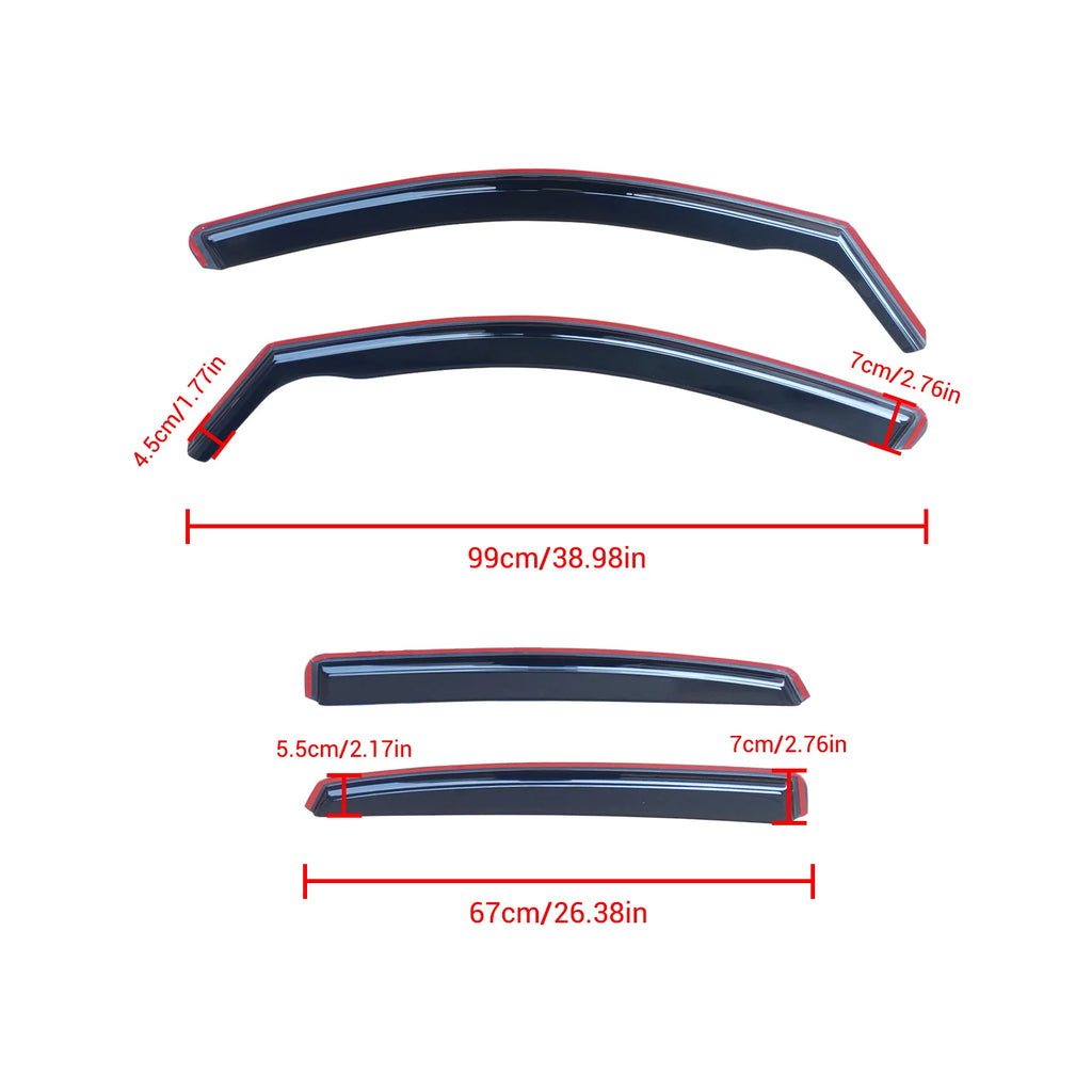 NINTE In-Channel Window Visor Rain Guard Deflector Fit For Honda Civic Hatchback 2016-2021 UK Euro Spec Smoked Black Trim - NINTE