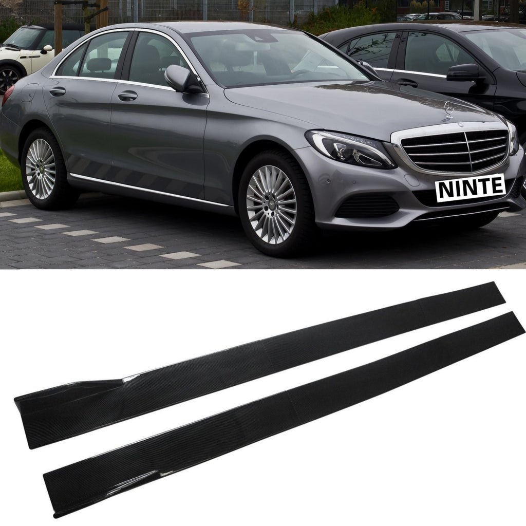 NINTE Side Skirts 2.2M/86.6 Inch Universal Fit PP Carbon Look Rocker Panel Extension Lip Splitters