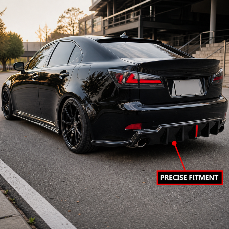 NINTE Rear Bumper Diffuser Kit Fit for Lexus IS250 IS350 2006-2013 Gloss Black LED JDM Style