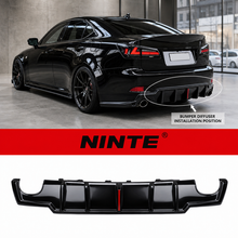 Load image into Gallery viewer, NINTE Rear Bumper Diffuser Kit Fit for Lexus IS250 IS350 2006-2013 Gloss Black LED JDM Style
  