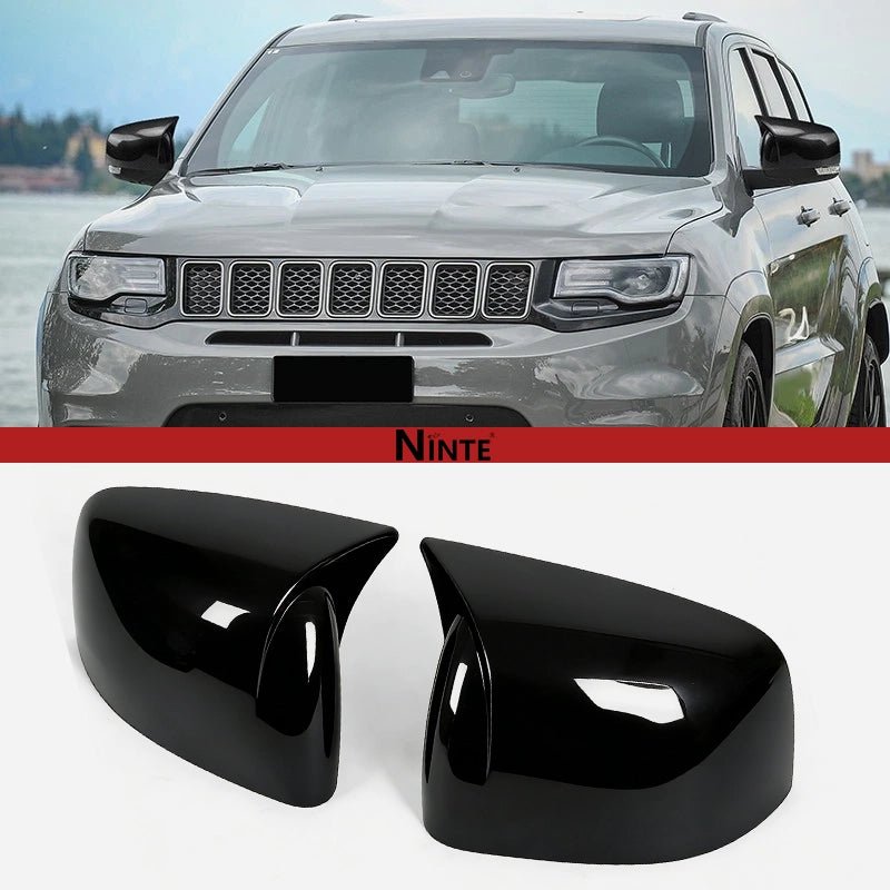 NINTE Mirror Covers for 2011 - 2022 Jeep Grand Cherokee 2011 - 2023 Dodge Durango ABS Gloss Black A PairHalf Overlays - NINTE