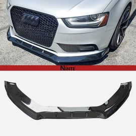 NINTE One - Piece Front Lip For 2013 - 2016 Audi A4 B8.5 Avant Gloss Black - NINTE
