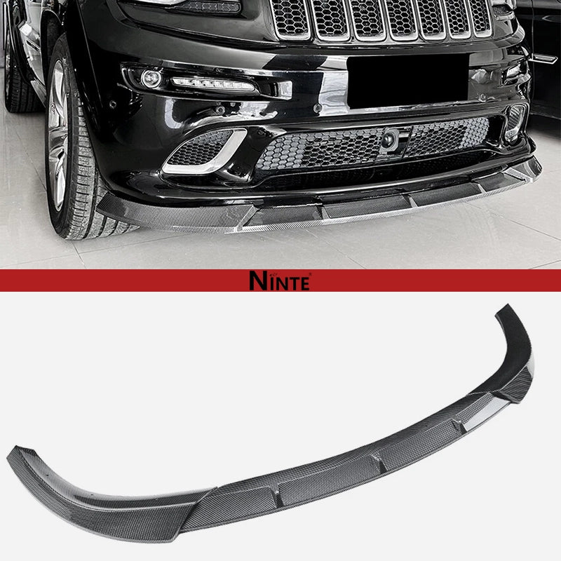 NINTE Front Lip Spoiler For 2014 - 2021 Jeep Grand Cherokee SRT/2018 - 2021 Trackhawk Front Bumper Lip Spoiler Splitter Guard Bodykit Glossy Black ABS 3Pcs - NINTE