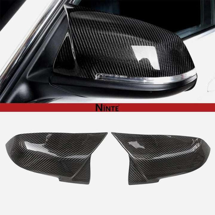 NINTE Real Carbon Fiber Mirror Covers For 2012 - 2018 BMW 3 Series F30 F31 F34 4 Series F32 F33 F36 1 Series F20 2 Series F22 F23 X1 E84 M2 F87 Tape - On Overlay - NINTE