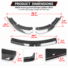 NINTE For 2015-2023 Dodge Charger SRT Scat Pack Front Lip Front Bumper Splitter ABS 3PCs - NINTE