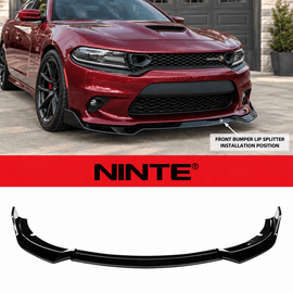 NINTE For 2015-2023 Dodge Charger SRT Scat Pack Front Lip Front Bumper Splitter ABS 3PCs - NINTE
