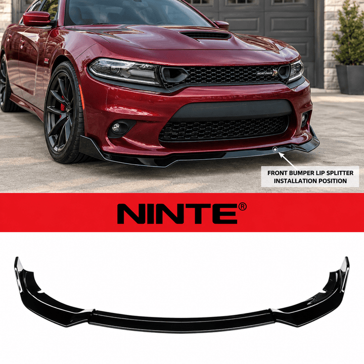 NINTE For 2015-2023 Dodge Charger SRT Scat Pack Front Lip Front Bumper Splitter ABS 3PCs - NINTE