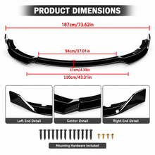 NINTE For 2015-2023 Dodge Charger SRT Scat Pack Front Lip Front Bumper Splitter ABS 3PCs - NINTE