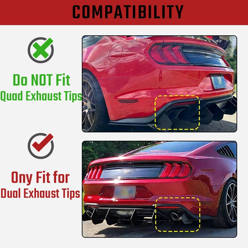 NINTE V2 Style Shark Fin Rear Bumper FOR 2015-2021 Ford Mustang