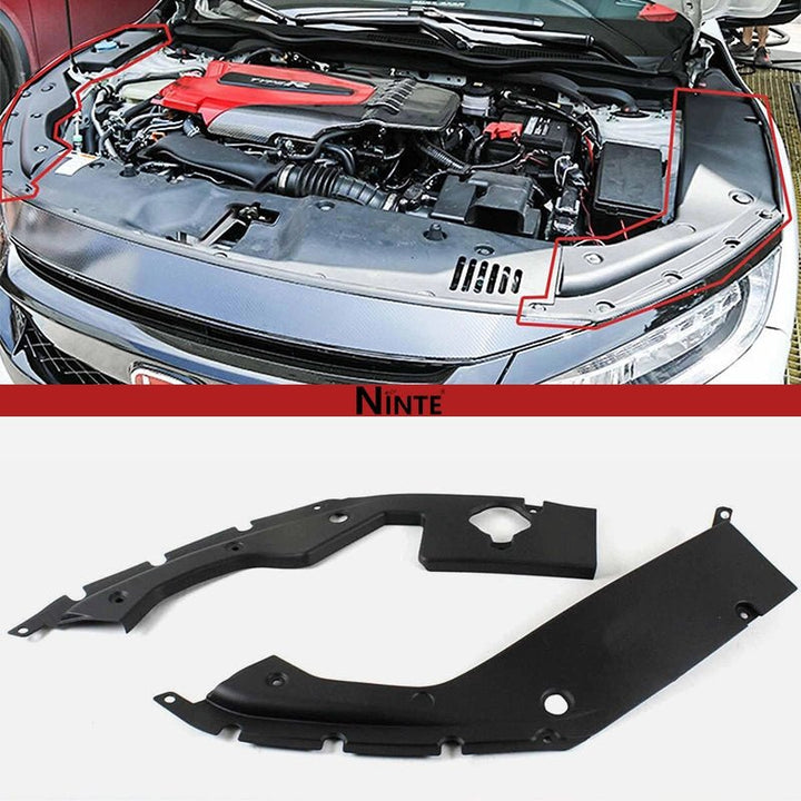 NINTE For 2016 - 2021 10th Gen Honda Civic Engine Bay Side Panel Covers ABS Painted 2PCS Long Version - NINTE