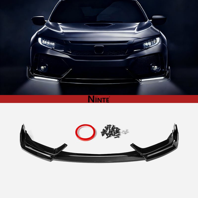 NINTE BLZ Style Front Lip W/Led Light For 2017 - 2021 Honda Civic Si & FK7 Hatchback - NINTE
