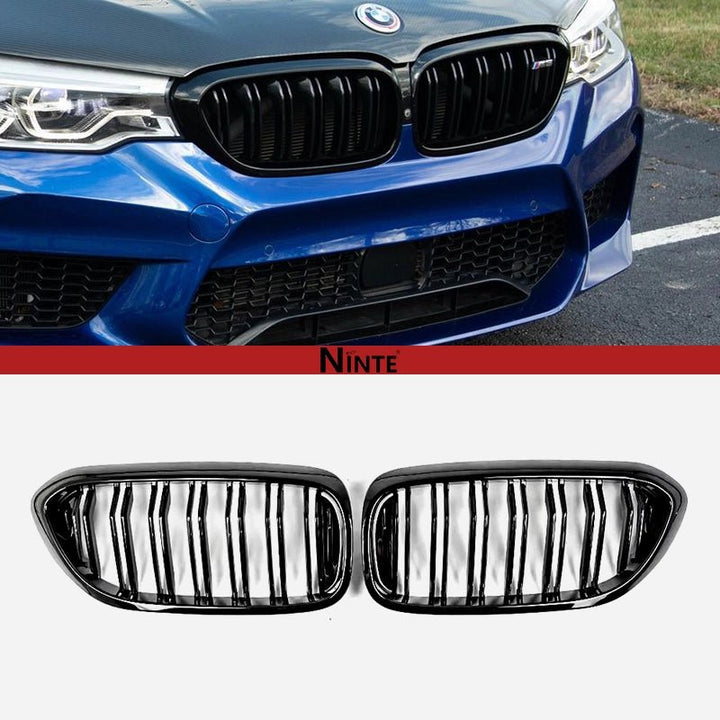 NINTE For 2017 - 2020 BMW 5 Series G30 G31 530i 540i Front Kidney Grille Gloss Black - NINTE