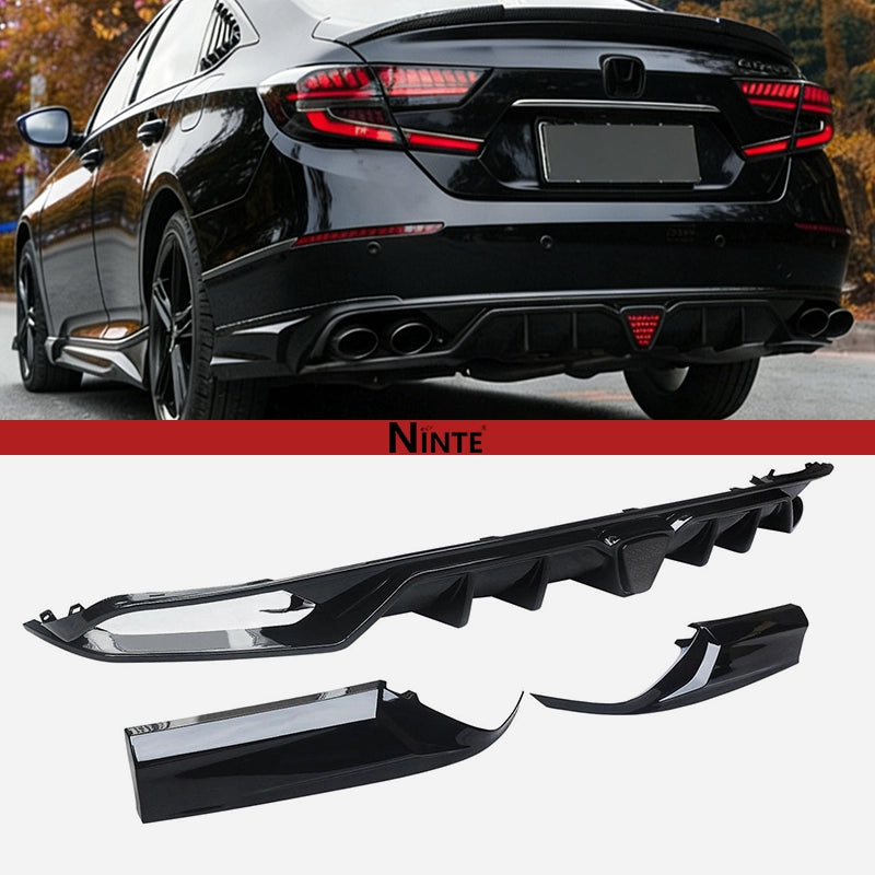NINTE Rear Diffuser W/Led Brake Light For 2018-2022 Honda Accord including Corner Apron Spats
