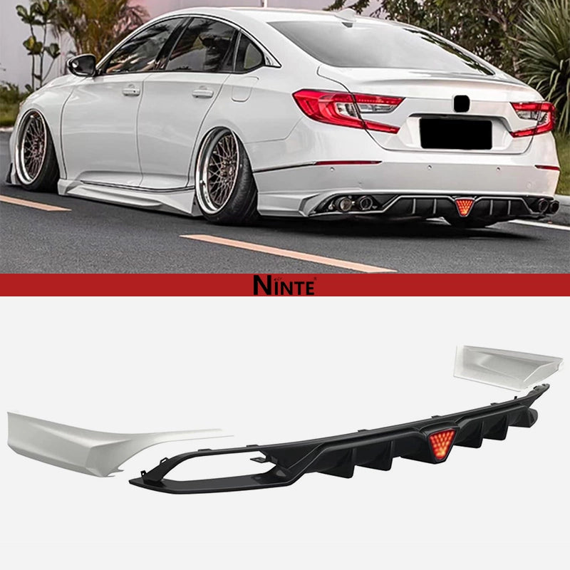NINTE Rear Diffuser W/Led Brake Light For 2018-2022 Honda Accord including Corner Apron Spats