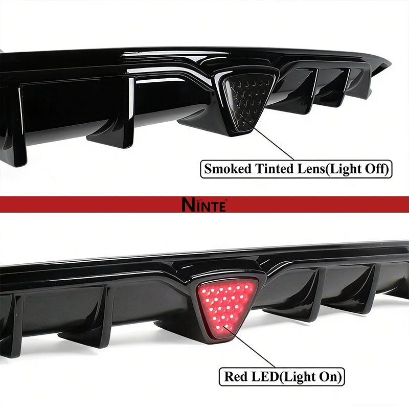 NINTE Rear Diffuser W/Led Brake Light For 2018-2022 Honda Accord including Corner Apron Spats