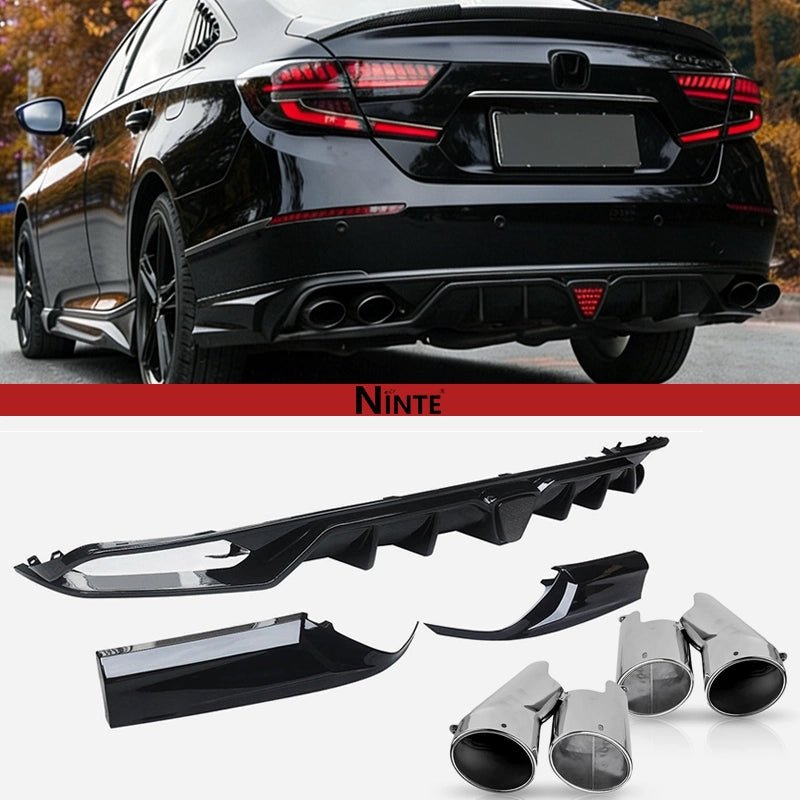 NINTE Rear Diffuser W/Led Brake Light For 2018 - 2022 Honda Accord including Corner Apron Spats - NINTE