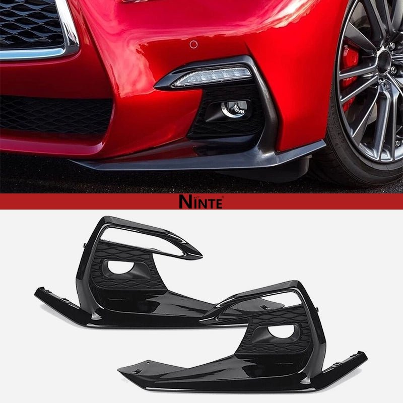 NINTE Front Fog Light Lamp Grill Bezels For 2018-2024 Infiniti Q50 Sport