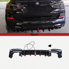 NINTE For 2018 - 2021 BMW X3 G01 M40i Rear Bumper Diffuser Lip Spoiler Gloss Black - NINTE