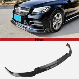 NINTE Brabus Style Front Lip For 2019 - 2021 Benz W205 2019 - 2023 C205 A205 C - Class Sport C300 ABS 3PCs Front Bumper Splitters - NINTE