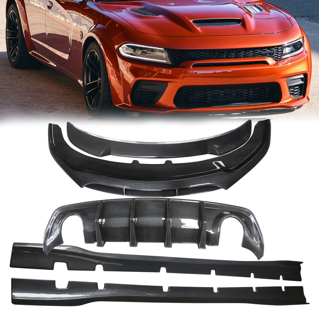 NINTE Front Lip Side Skirts Spoiler Diffuser Fits 2020 2021 2022 2023 Dodge Charger Widebody