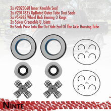 Laden Sie das Bild in den Galerie-Viewer, NINTE Front Axle Knuckle Vacuum Seal Kit &amp; U Joint Set For 2005 - 2019 Ford Super Duty F250 F350 F450 F550 - NINTE