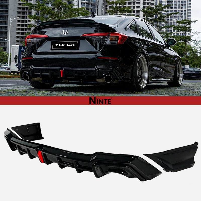 NINTE YOFER V2 Style Rear Diffuser + Corner Spats For 2022 - 2026 11th Honda Civic Sedan - NINTE