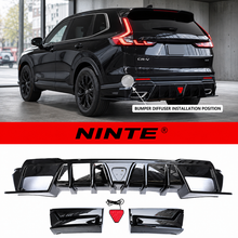 Laden Sie das Bild in den Galerie-Viewer, NINTE Rear Bumper Diffuser Lip Spoiler Kit Fit for Honda CR-V CRV 2023-2026 Gloss Black LED
  