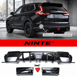 NINTE Rear Bumper Diffuser Lip Spoiler Kit Fit for Honda CR-V CRV 2023-2026 Gloss Black LED - NINTE