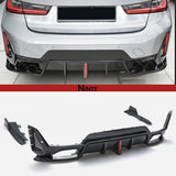 NINTE Rear Diffuser with LED Brake Light For 2023-2025 BMW 3 Series G20 LCI Gloss Black