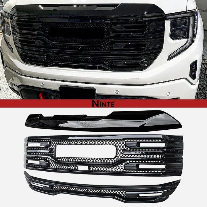 NINTE For 2022 - 2025 GMC Sierra 1500 AT4 SLT Grille Cover ABS Mesh Style with Camera Hole Non - replacement - NINTE