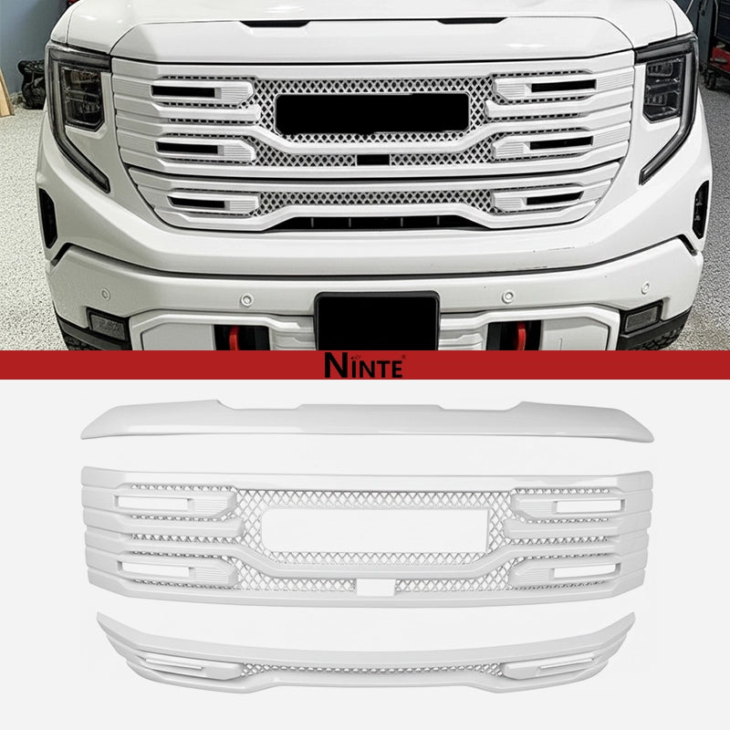 NINTE For 2022-2025 GMC Sierra 1500 AT4 SLT Grille Cover ABS Mesh Style with Camera Hole Non-replacement