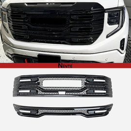 NINTE For 2022-2025 GMC Sierra 1500 AT4 SLT Grille Cover ABS Mesh Style with Camera Hole Non-replacement