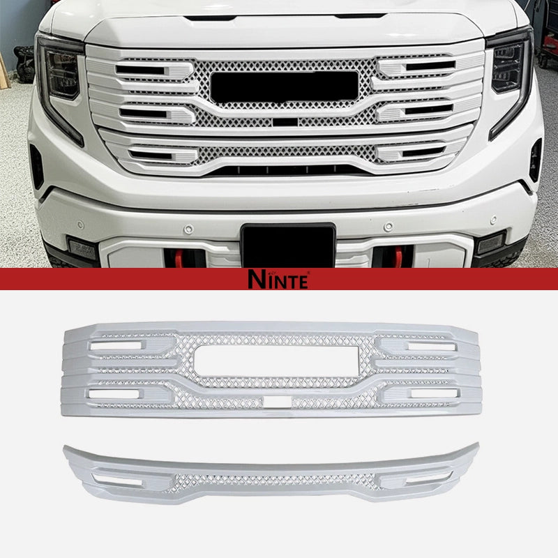 NINTE For 2022-2025 GMC Sierra 1500 AT4 SLT Grille Cover ABS Mesh Style with Camera Hole Non-replacement