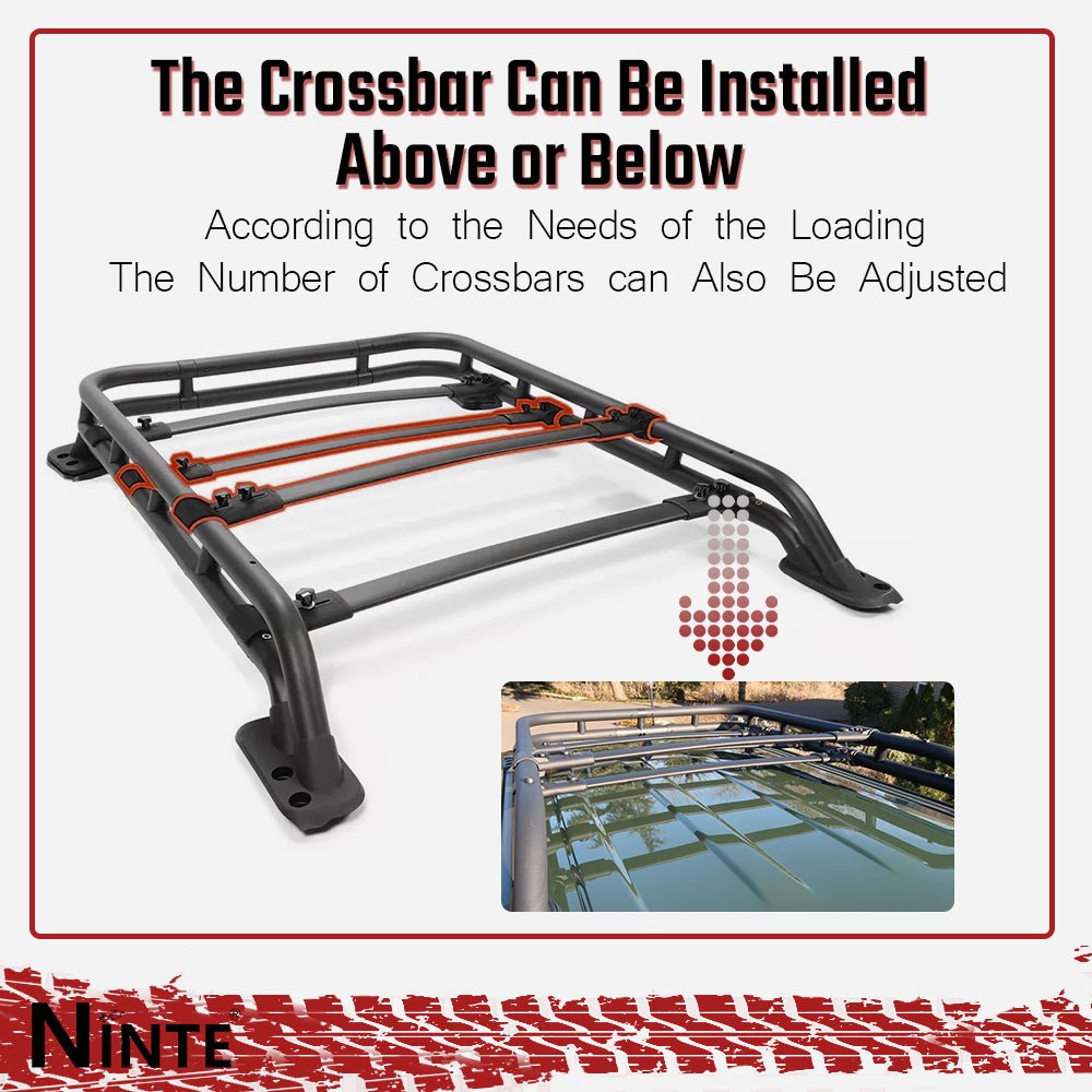 NINTE TRD PRO Style Roof Rack For 2010 - 2024 Toyota 4 Runner Adjustable Basket Sport Extra Cross Bar - NINTE