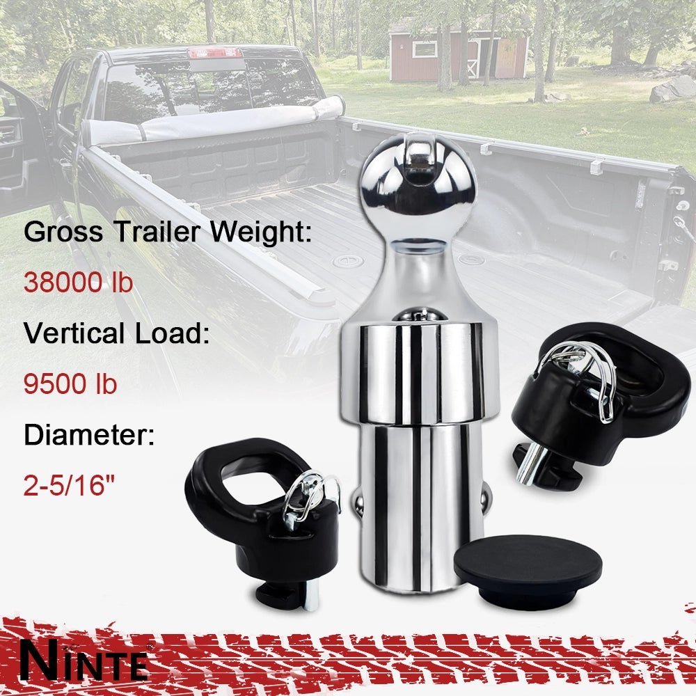 NINTE Puck System Gooseneck Hitch Ball Kit - 38000 lbs GTW / 9500 lbs VT For 2013 - 24 Dodge RAM 2500 3500 - NINTE