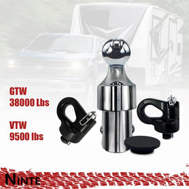 NINTE 38k Gooseneck Hitch Ball Kit For 2013 - 2024 & Ford F250 F350 F450 & 2016 - 2024 Chevrolet Silverado GMC Sierra Nissan Titan XD 60639 Puck System - NINTE