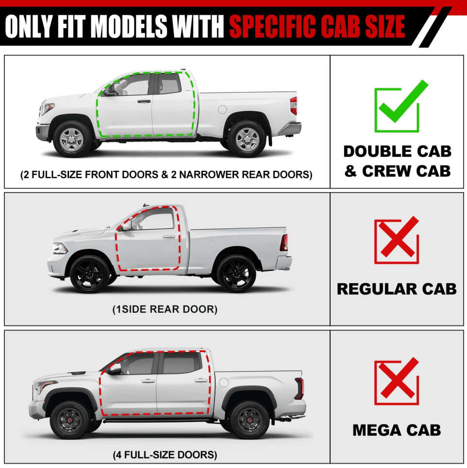 NINTE For 2007 - 2019 Toyota Tundra CrewMax Car Window Moulding Trim Weatherstrips Seal Fit 4PC(68210 - 0C020，68160 - 0C020，68163 - 0C010，68164 - 0C010) - NINTE