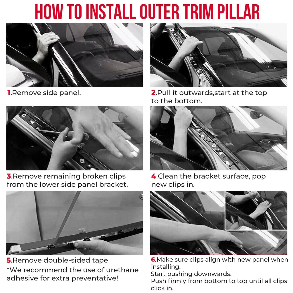 NINTE RH+LH Side Windshield A - Pillar Molding Trim For 2011 - 2019 Ford Explorer - NINTE