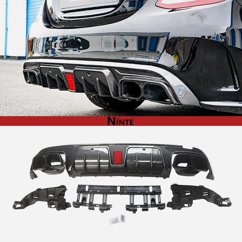 NINTE B Style Rear Diffuser for 2015 - 2021 Benz W205 C - Class Sedan C63 C63S C43 C43S AMG - NINTE