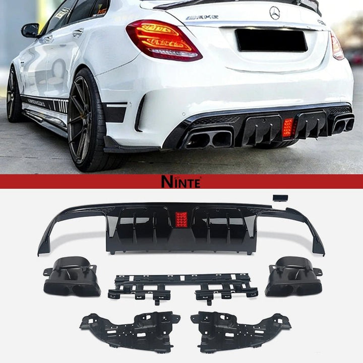 NINTE B Style Rear Diffuser for 2015 - 2021 Benz W205 C - Class Sedan C63 C63S C43 C43S AMG - NINTE