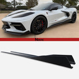 NINTE Side Skirts Rocker Panels Splitter Fit for Chevy Corvette C8 Stingray 2020-2025 One Piece GM 5VM Style Without Logo